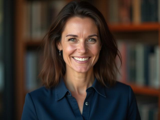 Portrait de Claire Martin, professeure de mathématiques, souriante et professionnelle