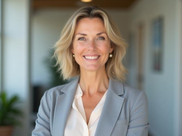 Portrait souriant d'Isabelle M., orthopédagogue spécialisée